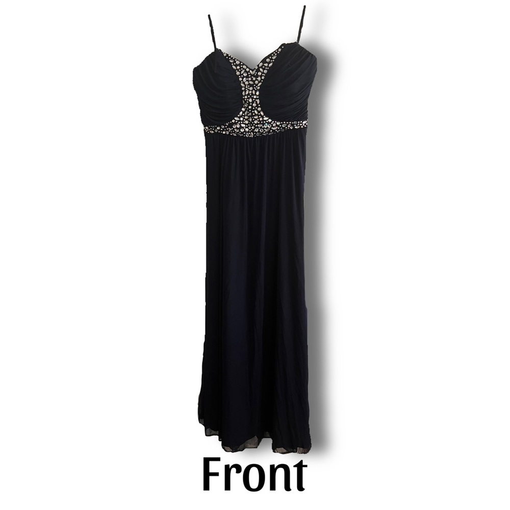Strapless long black formal dress